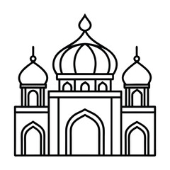 Elegant Line Art of a Mosque Symbolizing Architecture and Spirituality