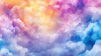 Fototapeta premium A Celestial Symphony: Captivating abstract artwork of billowing clouds, rendered in a vibrant palette of colors evoking a sense of peace and limitless possibility.