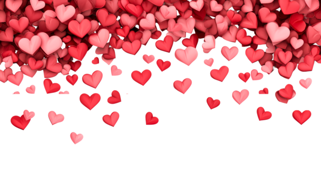 Red hearts background border, love romance decor element, cut out transparent - Powered by Adobe