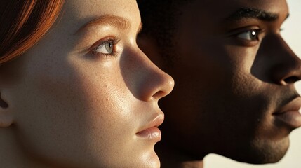 Obraz premium Close-up of two diverse individuals.