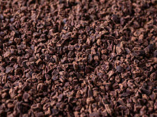 close up Organic Cacao nibs or Cacao chips.