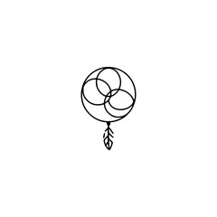 Minimalist Dreamcatcher Logo, Geometric Design on White