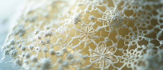 Fototapeta premium Intricate lace pattern under soft lighting, showcasing delicate craftsmanship and artistic elegance in minute detail.