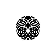 Black and White Celtic Knot Circle Logo Design, Minimalist Style