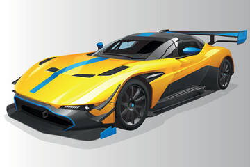 Yellow and Blue Hypercar Vector Illustration
