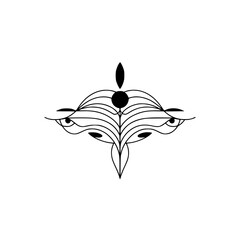 Minimalist Art Deco Floral Emblem on Cream Background