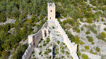 Castle of San Pio delle Camere, Abruzzo, Italy. Aerial drone view. © Aerial Pictures