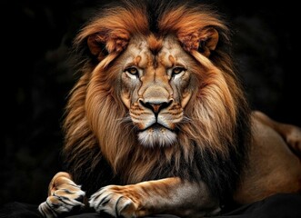 Fototapeta premium Powerful feline captured in a dramatic setting.