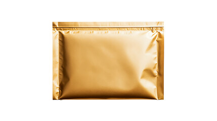 Gold foil pouch with ziplock seal, package mockup , cut out transparent