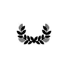 Minimalist Laurel Wreath Logo with Lines - Black on White