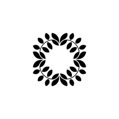 Minimalist Black Leaf Wreath on Gray: Elegant Nature Design