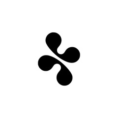 Abstract Black Petal-Like Shape on White, Minimalist Design