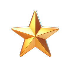 A shiny, gold, five-pointed star is tilted slightly to the right. transparent background