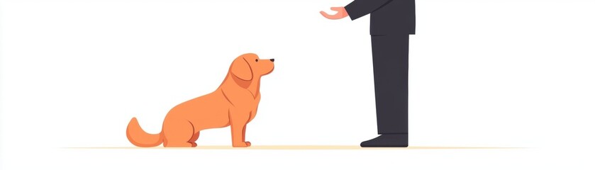 A person is reaching out to an orange dog, depicting a moment of connection and training between human and pet.