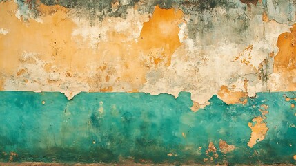 Obraz premium A decaying wall with layers of weathered and peeling paint