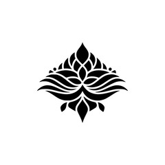 Fototapeta premium Ornamental Black Floral Design on Off-White Background