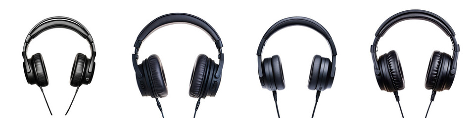 A collection of over ear headphones for music listening audio production and multimedia entertainment