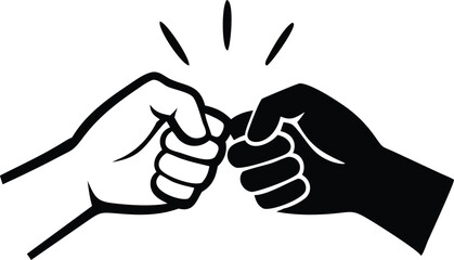 Obraz premium Fist Bump Icon Black and White Hands in Solidarity on Transparent Background