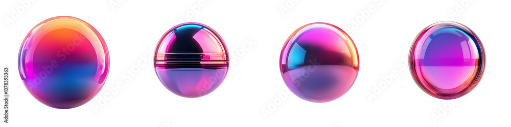Wall mural a collection of colorful glossy spheres with a rainbow like iridescent finish creating a visually st