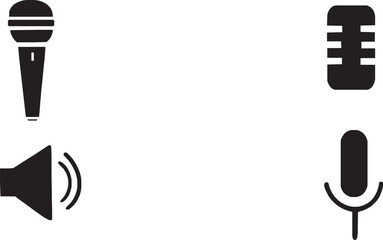 isolated audio media icons with transparent background .eps