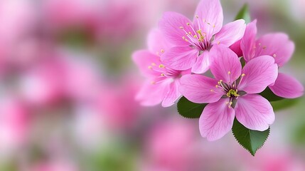 Fototapeta premium Beautiful pink flowers are displayed in a spring seasonal arrangement