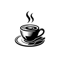 Coffee Cup Silhouette: Vintage Engraving Design for Cafe Branding