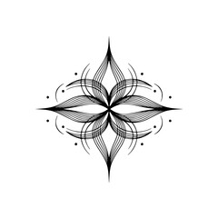 Elegant Geometric Floral Ornament, Minimalist Line Art Design