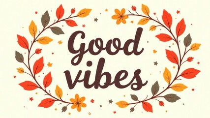 Obraz premium Autumn leaves and floral wreath around 