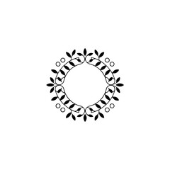 Minimalist Floral Wreath Frame Illustration, Black & White, Elegant Design
