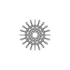 Geometric Mandala Design in Black & White, Minimalist Icon