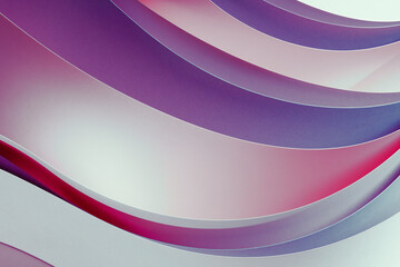 Abstract shapes concept design from pink, purple, blue papers. Toned image, eighties-nineties style. Layered waves background. No AI, real image	
