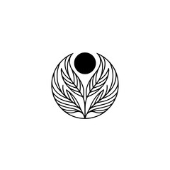 Minimalist Leafy Circle Logo: Modern, Geometric Design