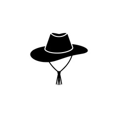 Black Cowboy Hat Silhouette on Beige Background: Minimalist Design