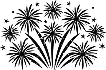 Firework on White Background Vector Illustration.