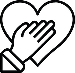 Obraz premium Heart in Hand Outline Icon Black on Transparent Background Element