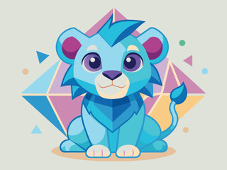 Cute orange kitten cartoon vector art, a sweet baby Lion animal drawing