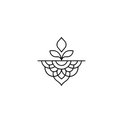 Minimalist Plant Icon: Black Line Art Botanical Illustration on White