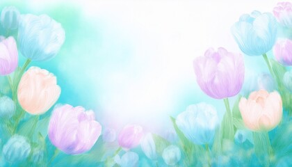 Naklejka premium creative border frame of abstract beautiful tulips background with copy space , spring time concept graphic resource