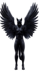 Fototapeta premium Powerful 3D Illustration Of A Black Wolf With Wings On Transparent Background