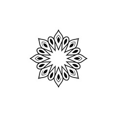 Minimalist Floral Mandala: Geometric Design, Black & White