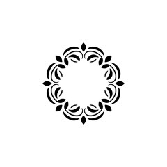 Fototapeta premium Elegant Black Floral Wreath on White, Minimalist Design