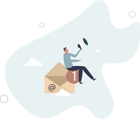 Fototapeta premium Email marketing, CRM, subscription on web and sending email newsletter for discount or promotion information concept.flat character life .