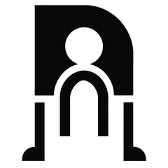 black abstract letter p icon with arch shaped