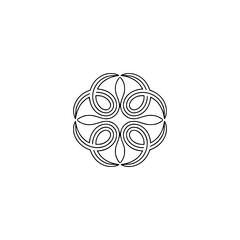 Abstract Floral Motif, Minimalist Line Art Design on White Background