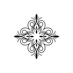 Ornamental Floral Design: Elegant Black on White, Decorative Element.