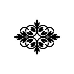 Elegant Black Floral Ornament on Cream Background