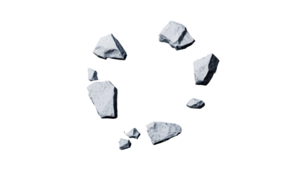 Abstract rock formation against black background, cut out transparent