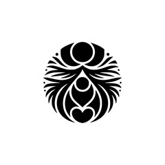 Abstract Floral Mandala Design in Black & White, Ornamental Vector Art