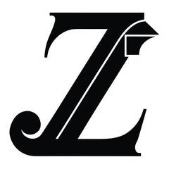 black abstract letter z icon with arch shaped