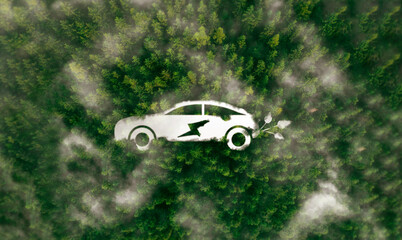 Renewable energy carbon reduction and sustainable environment concept with green transport. Concept...
